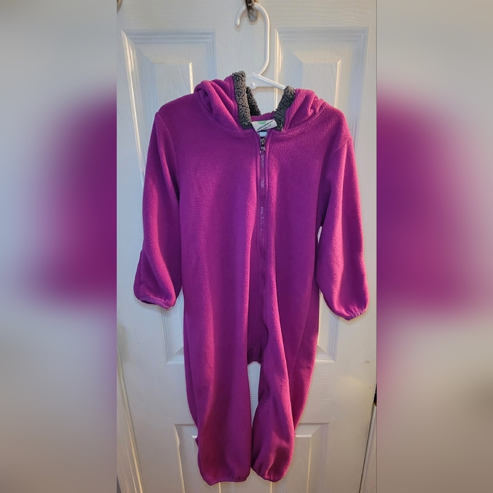 Plush Purple Kids Hooded Onesie